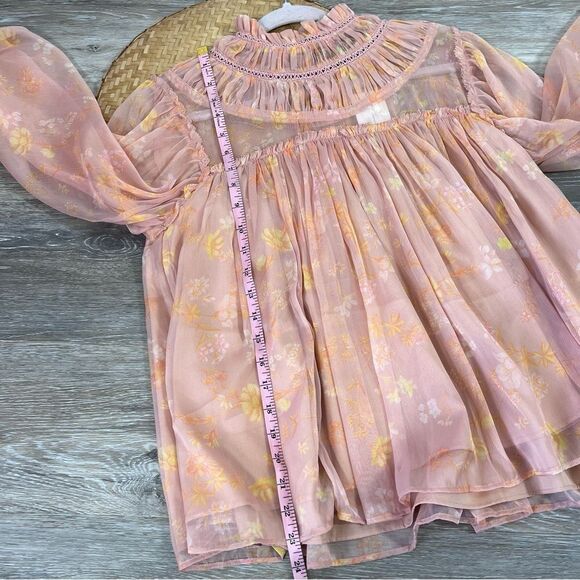 French connection dainty floral Diana blouse in coral women’s size M new with ta - Picture 8 of 8